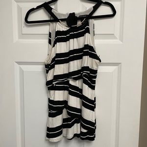 White House Black Market Sleeveless Black a & White Striped Top.